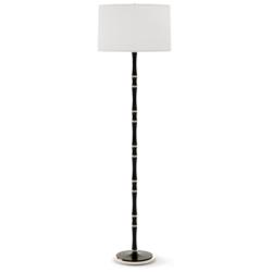 Kane 64.5"H Obsidian And Nickel Floor Lamp w/ Ascot White Shade