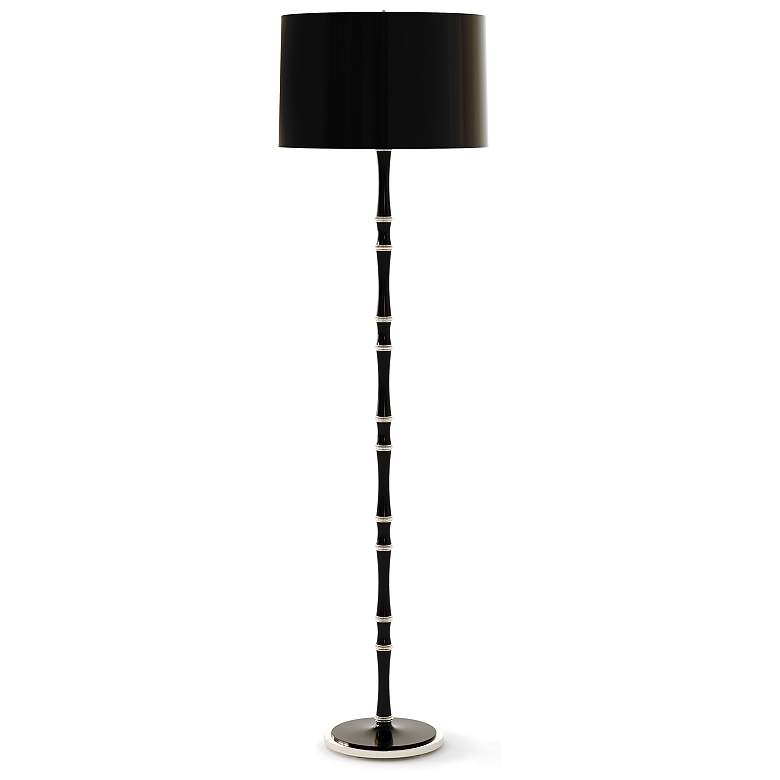 Image 1 Kane 64.5"H Obsidian And Nickel Floor Lamp w/ Obsidian Painted Shade