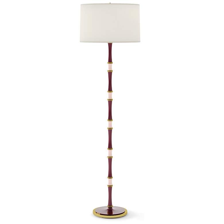 Image 1 Kane 64.5"H Plum Rose Water And Modern Brass Floor Lamp w/ Fondine Shade