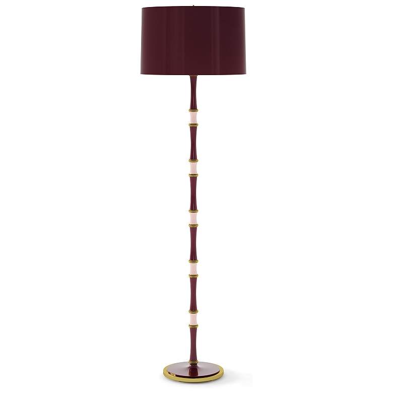 Image 1 Kane 64.5"H Plum Rose Water And Modern Brass Floor Lamp w/ Plum Shade