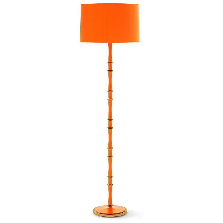 Image 1 Kane 64.5"H Pumpkin And Modern Brass Floor Lamp w/ Pumpkin Painted Shade
