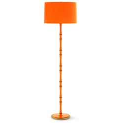Kane 64.5"H Pumpkin And Modern Brass Floor Lamp w/ Pumpkin Painted Shade
