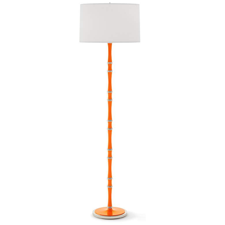 Image 1 Kane 64.5"H Pumpkin And Nickel Floor Lamp w/ Ascot White Shade