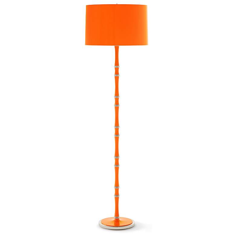 Image 1 Kane 64.5"H Pumpkin And Nickel Floor Lamp w/ Pumpkin Painted Shade