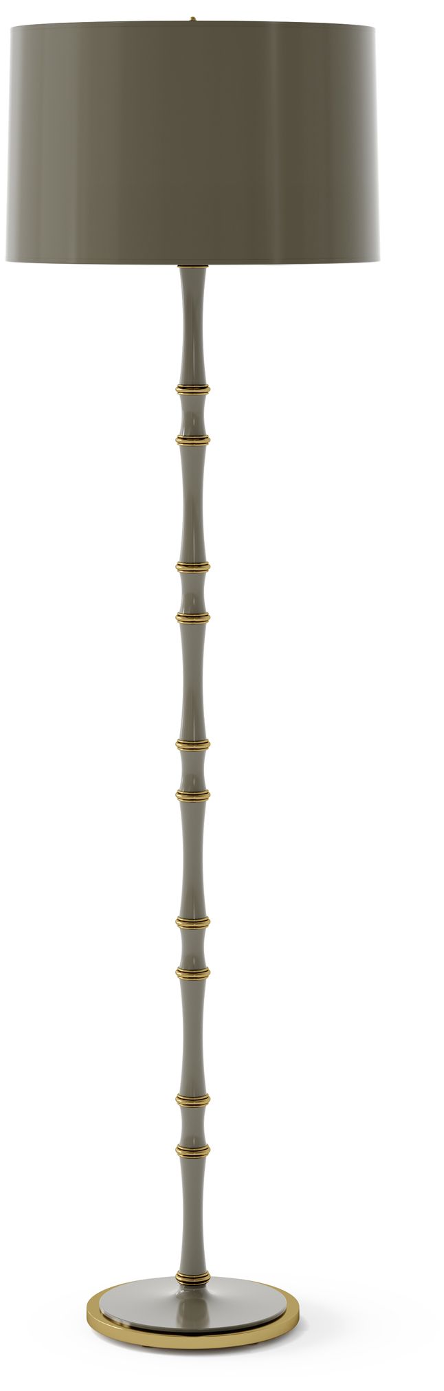 Kane 64.5"H Smokey Taupe Modern Brass Floor Lamp w/ Celadon Made to Order
