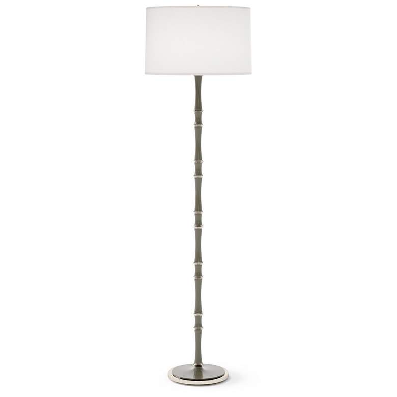 Image 1 Kane 64.5"H Smokey Taupe Polished Nickel Floor Lamp w/ Ascot White Shade