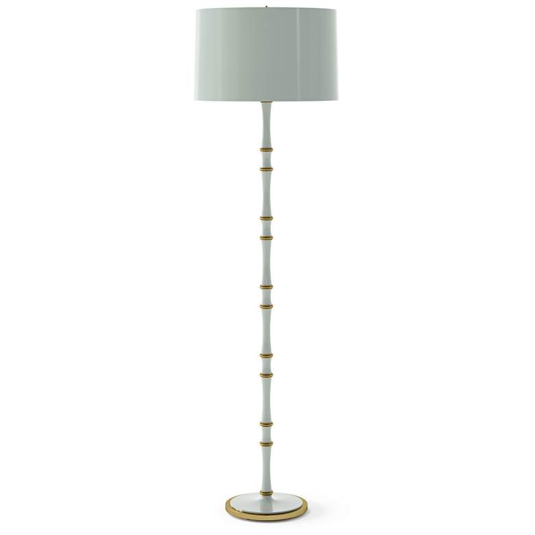Image 1 Kane 64.5" High Celadon Modern Brass Finish Floor Lamp with Celadon Shade