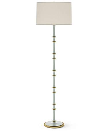 Kane 64.5" High Celadon Modern Brass Finish Floor Lamp with Fondine Shade