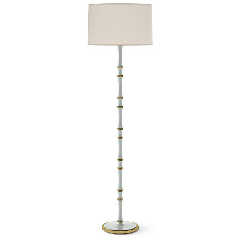 Image 1 Kane 64.5" High Celadon Modern Brass Finish Floor Lamp with Fondine Shade
