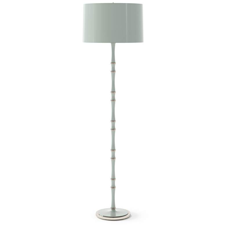 Image 1 Kane 64.5" High Celadon Polished Nickel Finish Floor Lamp w/ Celadon Shade