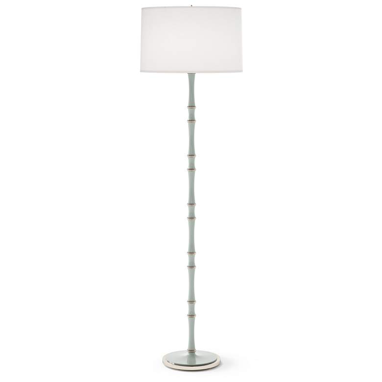 Image 1 Kane 64.5" High Celadon Polished Nickel Floor Lamp w/ Ascot White Shade