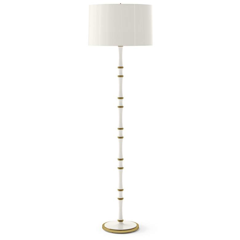 Image 1 Kane 64.5" High Daisy Modern Brass Finish Floor Lamp with Celadon Shade