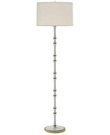 Kane 64.5" High Matte Celadon Modern Brass Floor Lamp w/ Fondine Shade