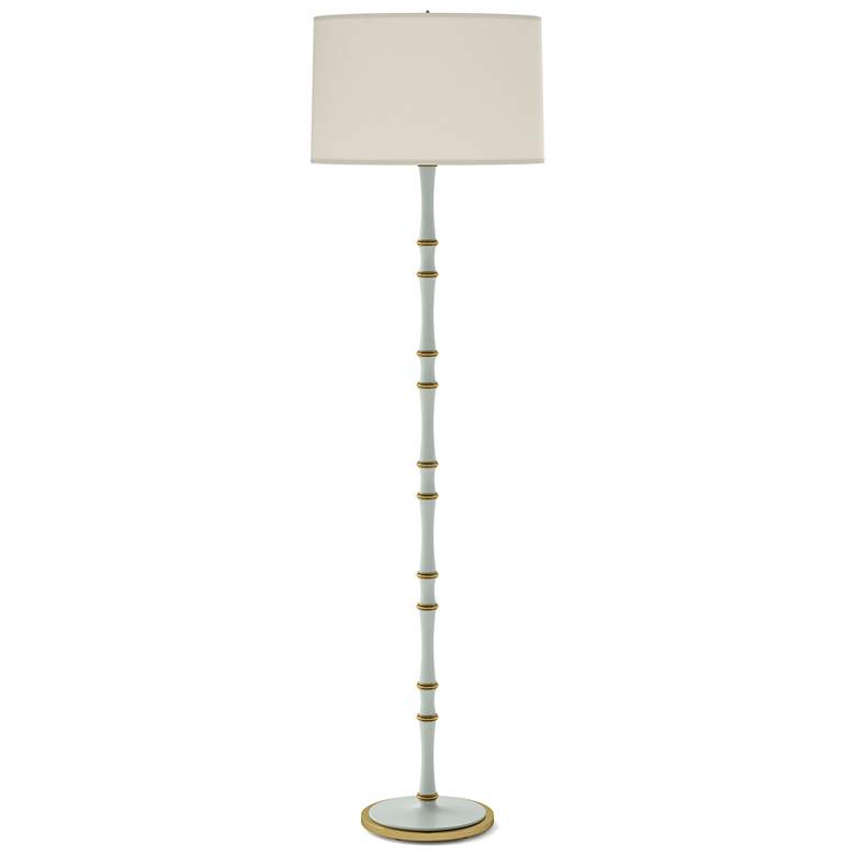 Image 1 Kane 64.5" High Matte Celadon Modern Brass Floor Lamp w/ Fondine Shade