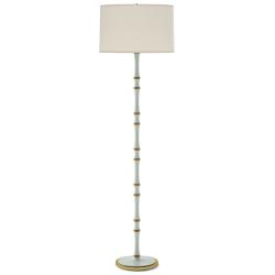 Kane 64.5" High Matte Celadon Modern Brass Floor Lamp w/ Fondine Shade