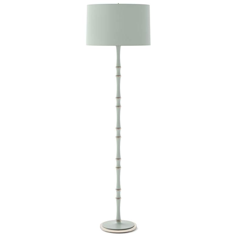 Image 1 Kane 64.5" High Matte Celadon Polished Nickel Floor Lamp w/ Celadon Shade