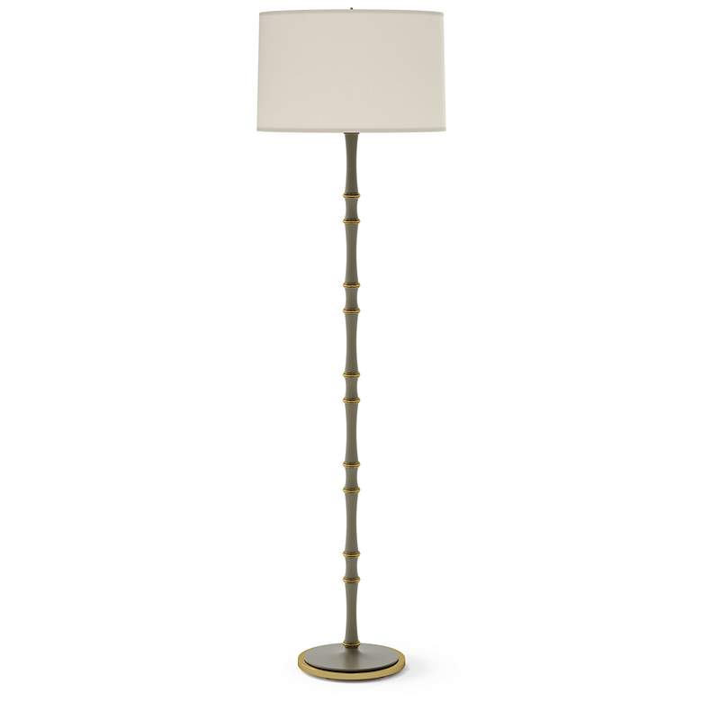 Image 1 Kane 64.5" High Matte Smokey Modern Brass Floor Lamp w/ Fondine Shade