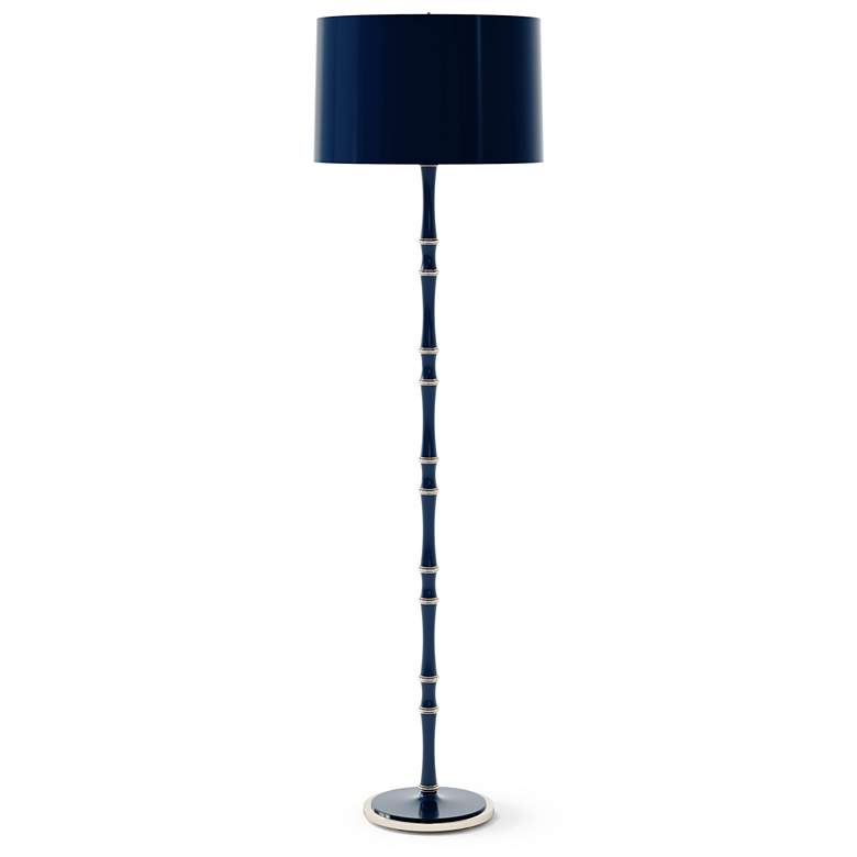 Image 1 Kane 64.5" High Midnight Blue Polished Nickel Floor Lamp w/ Celadon Shade