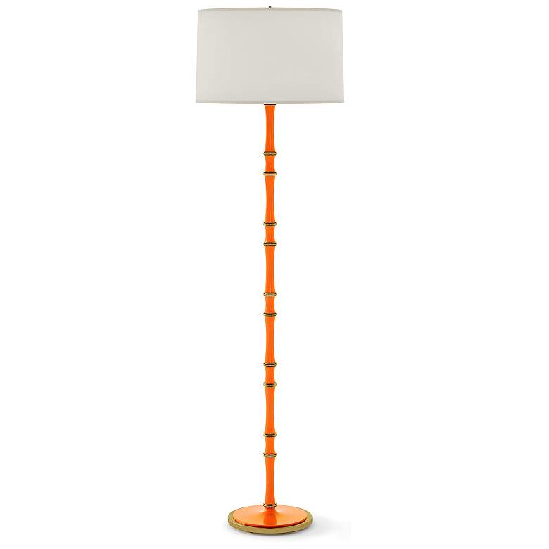 Image 1 Kane 64.5" High Pumpkin And Modern Brass Floor Lamp With Fondine Shade