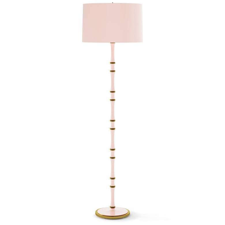 Image 1 Kane 64.5" High Rose Water Modern Brass Finish Floor Lamp w/ Celadon Shade