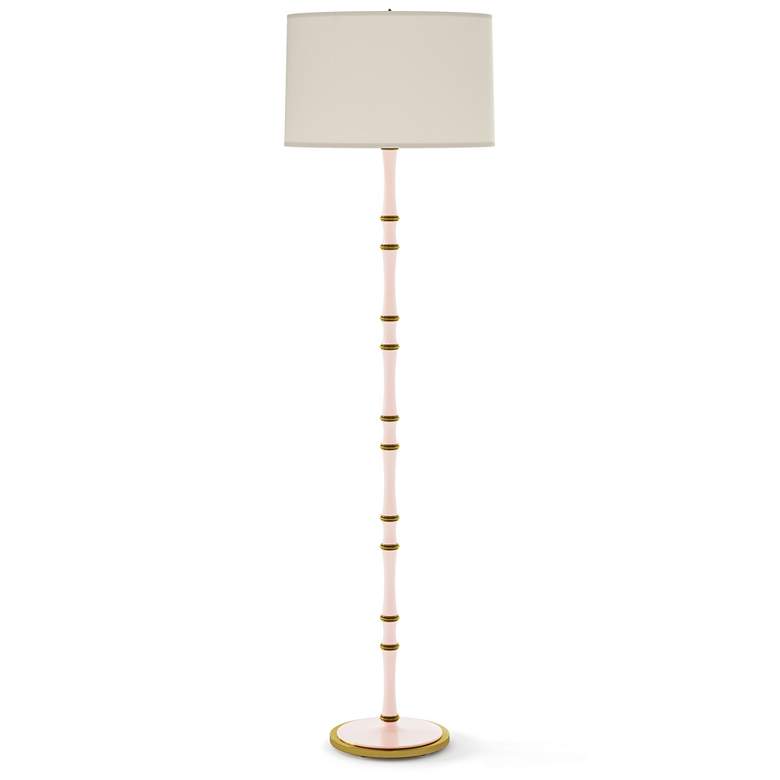 Image 1 Kane 64.5" High Rose Water Modern Brass Finish Floor Lamp w/ Fondine Shade