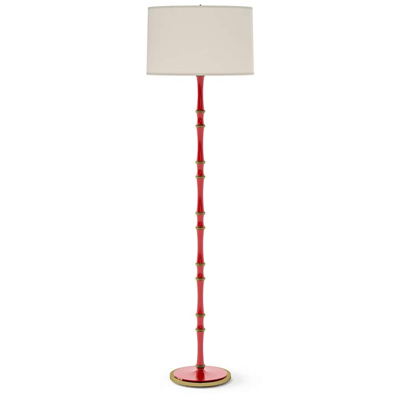 Image 1 Kane 64.5" High Ruby Red Modern Brass Finish Floor Lamp with Fondine Shade