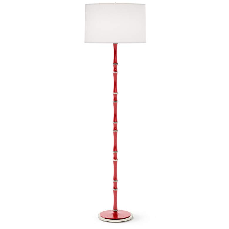 Image 1 Kane 64.5" High Ruby Red Polished Nickel Floor Lamp w/ Ascot White Shade