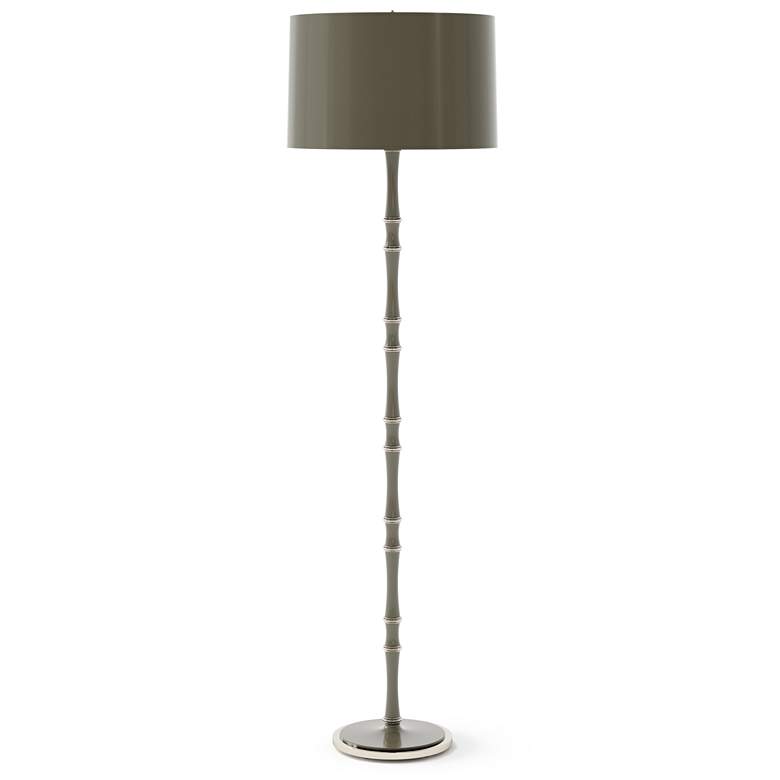 Image 1 Kane 64.5" High Smokey Taupe Polished Nickel Floor Lamp w/ Celadon Shade