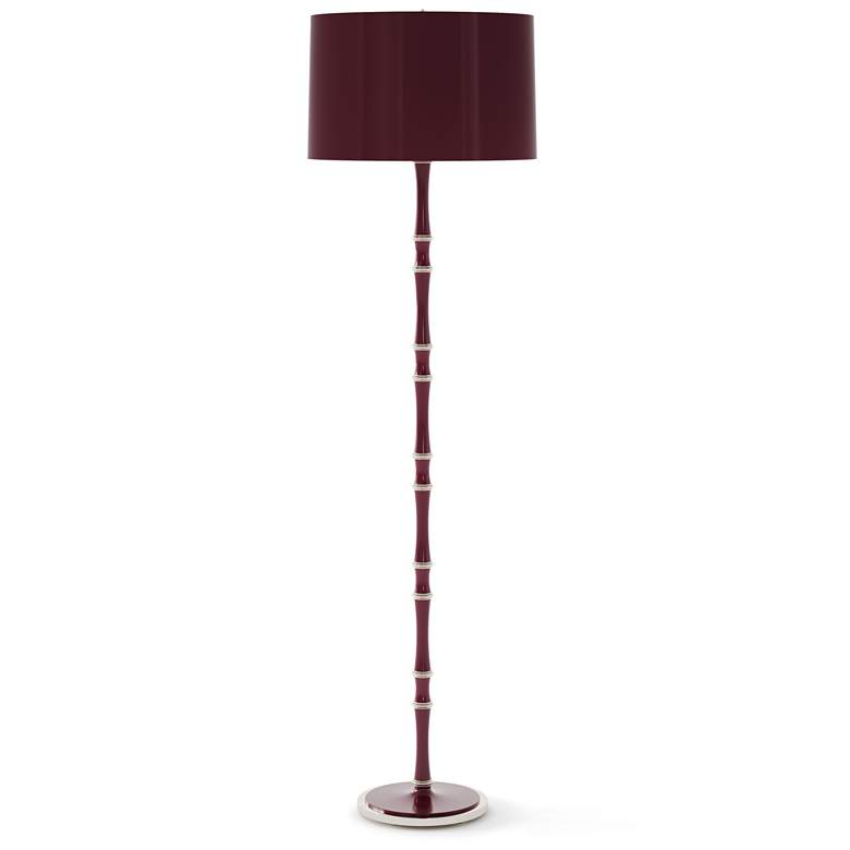 Image 1 Kane 64.5" High Sugar Plum Polished Nickel Floor Lamp w/ Celadon Shade