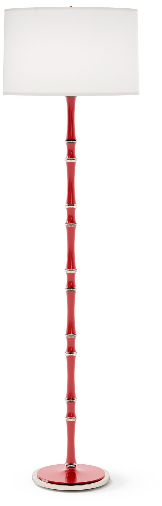 Kane 64.5" Ruby Red Polished Nickel Floor Lamp w/Ascot Whitee Made to
