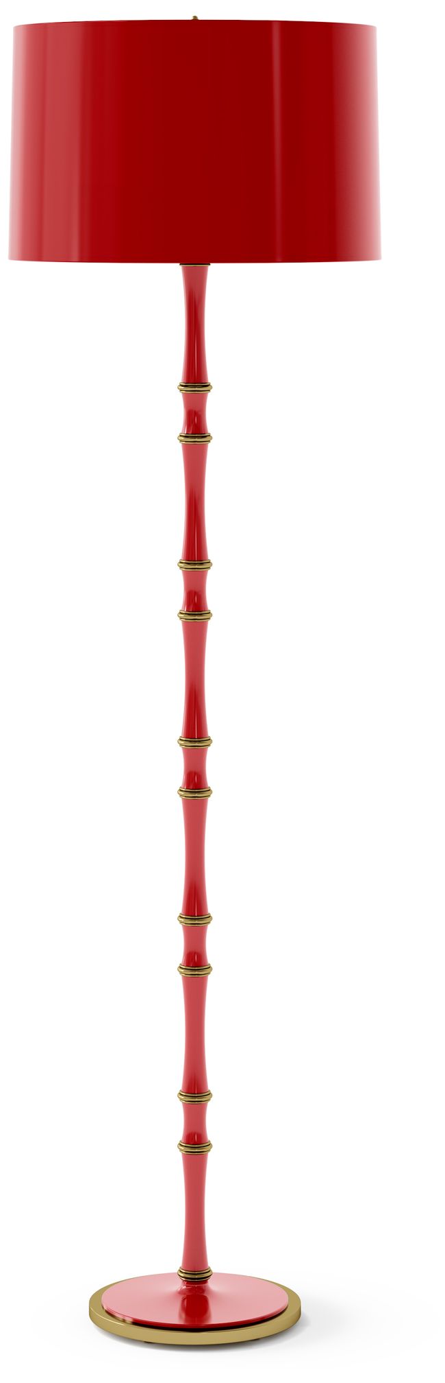 Kane 64.5"H Ruby Red Modern Brass Floor Lamp with Celadon Made to Orde