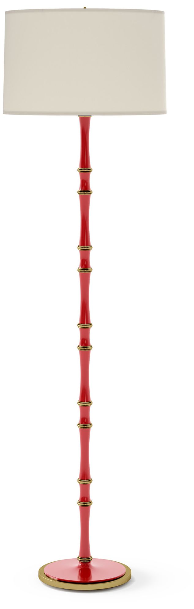 Kane 64.5"H Ruby Red Modern Brass Floor Lamp with Fondine Made to Orde