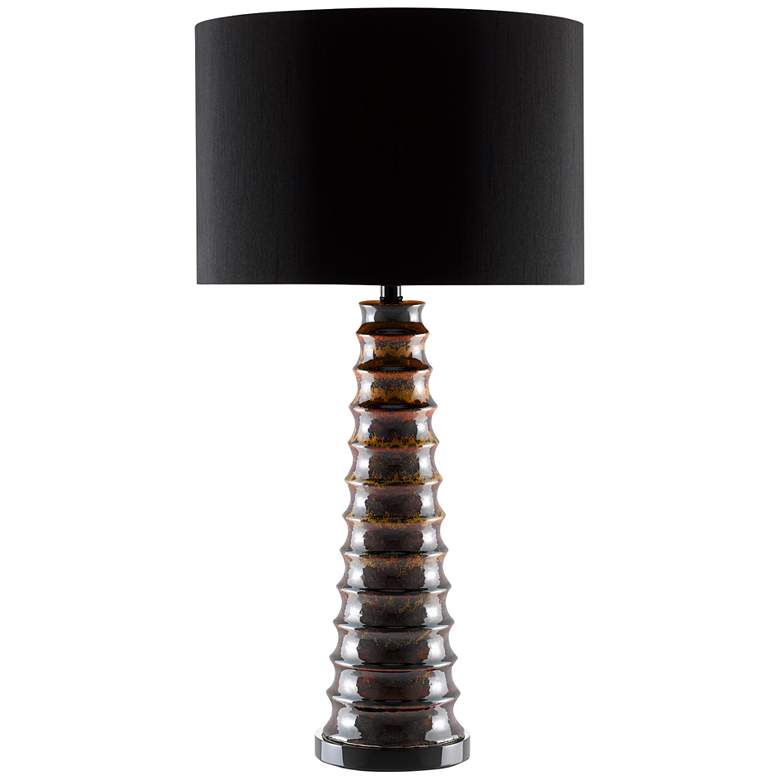 Image 1 Kanikel Amber Gold and Black Ceramic Tapered Table Lamp
