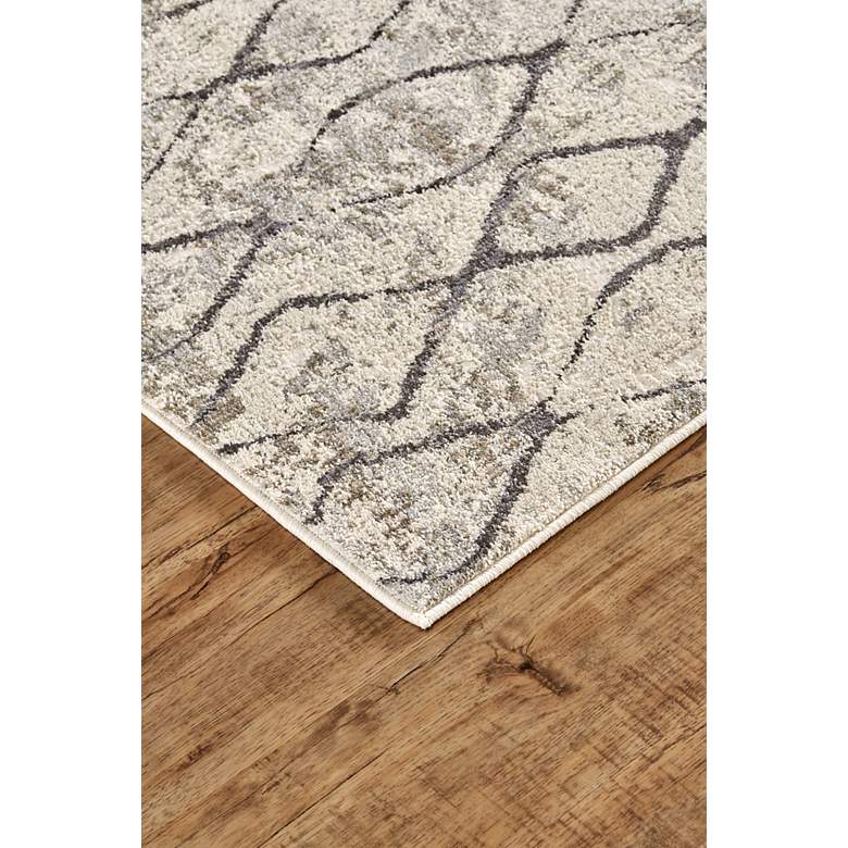 Image 3 Kano 3872F 5'3"x7'6" Ivory and Charcoal Trellis Area Rug more views