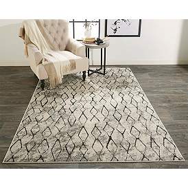 Image1 of Kano 3872F 6'7"x9'6" Ivory and Charcoal Trellis Area Rug