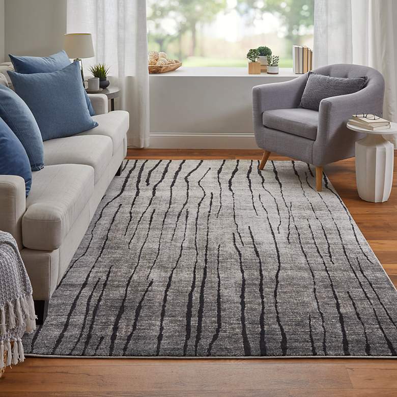 Image 1 Kano Abstract Indoor Gray Area Rug 39LIF 6'-7" x 9'-6"