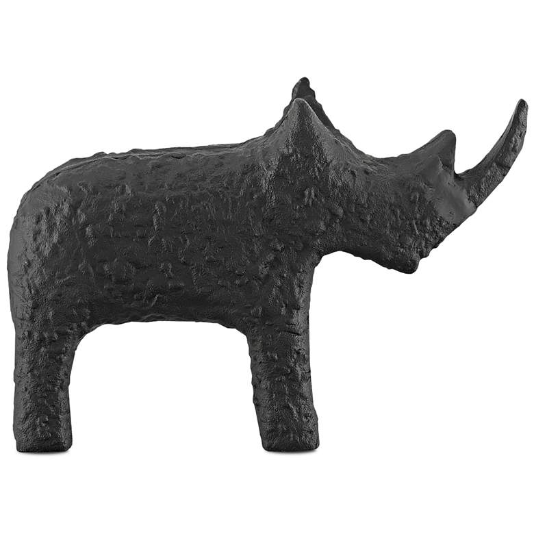 Image 1 Kano Textured Matte Black 11 inch Wide Rhino Figurine