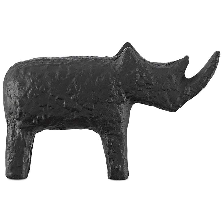 Image 1 Kano Textured Matte Black 7 1/2 inch Wide Rhino Figurine