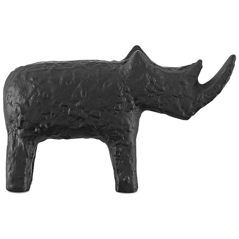 Image 1 Kano Textured Matte Black 7 1/2" Wide Rhino Figurine