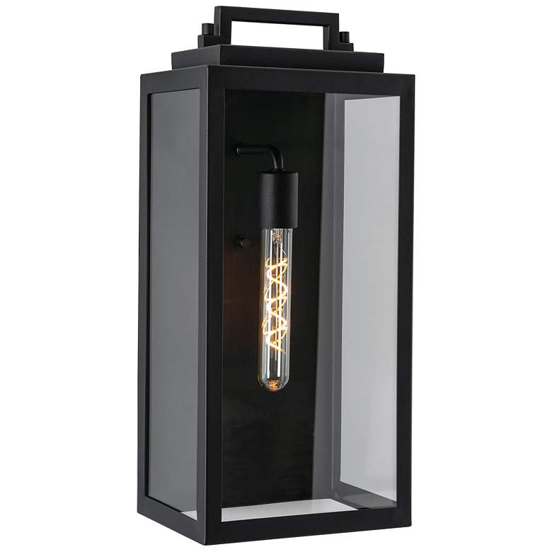 Image 2 Kansas 19.25" High Black Outdoor Wall Sconce With Clear Glass Shade