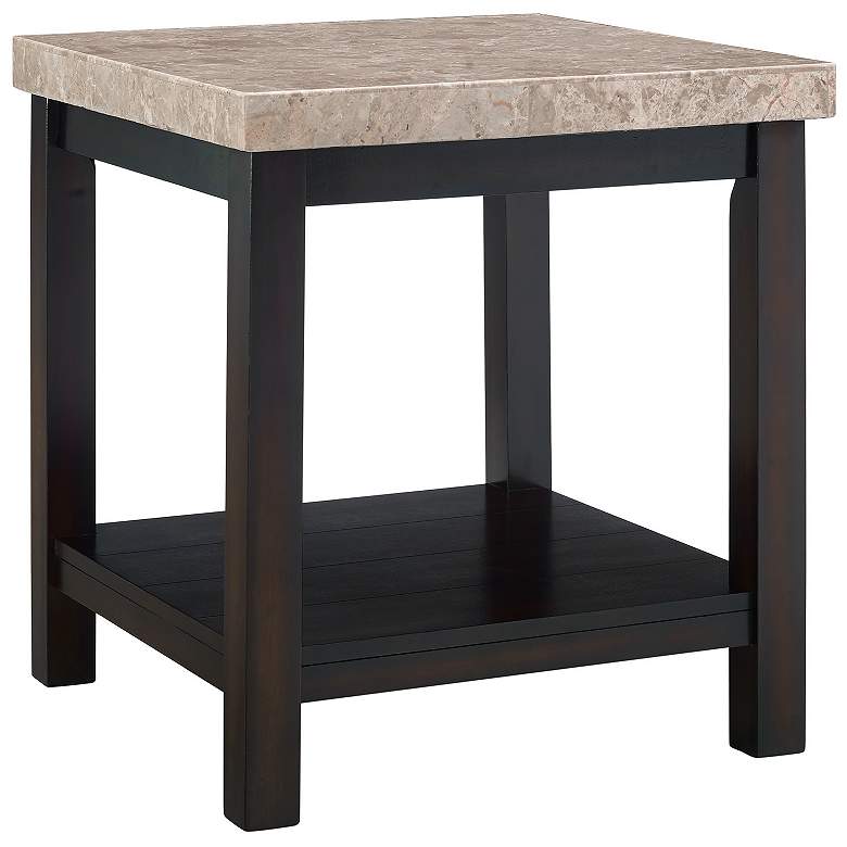 Image 1 Kansas 22" Wide Marble and Espresso Square End Table