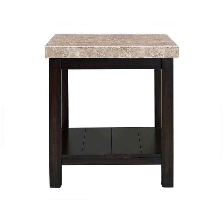 Image 6 Kansas 22" Wide Marble and Espresso Square End Table more views