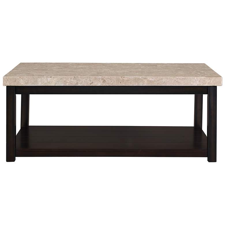 Image 6 Kansas 48"W Marble and Espresso Brown Rectangle Coffee Table more views