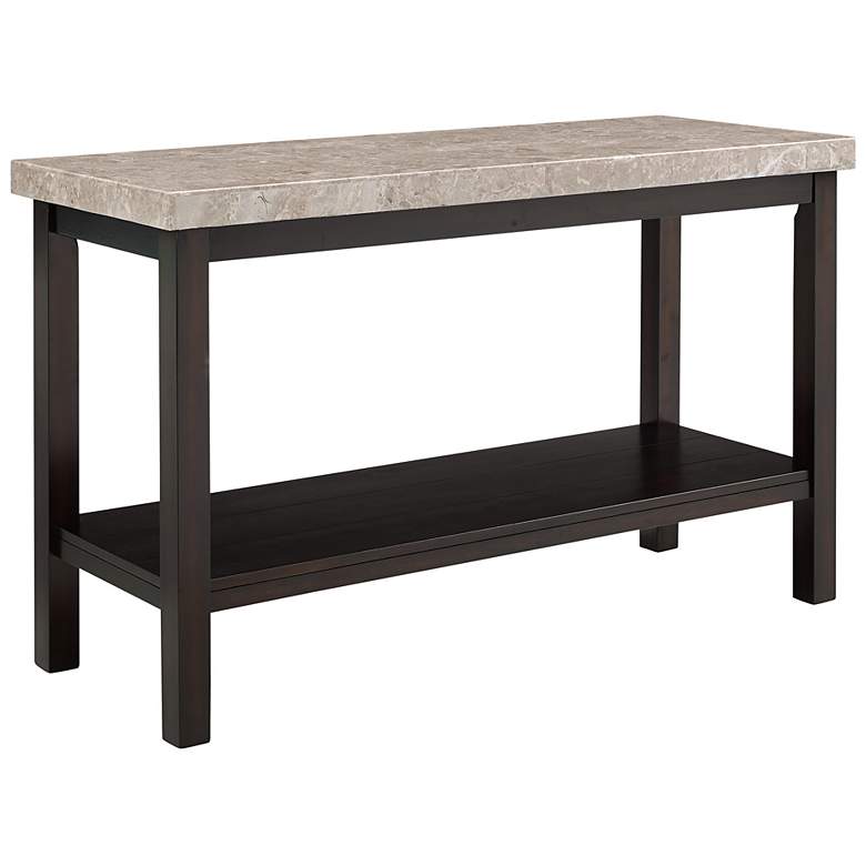 Image 1 Kansas 48" Wide Marble and Espresso Rectangle Sofa Table