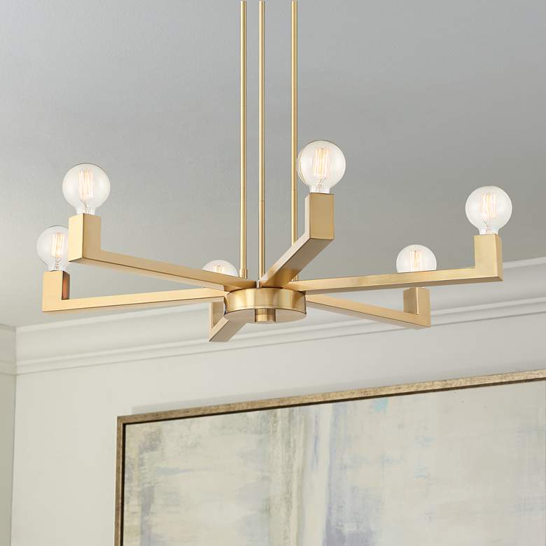 Image 1 Kantwell 33 3/4 inch Wide Gold Finish 6-Light Modern Luxe Chandelier