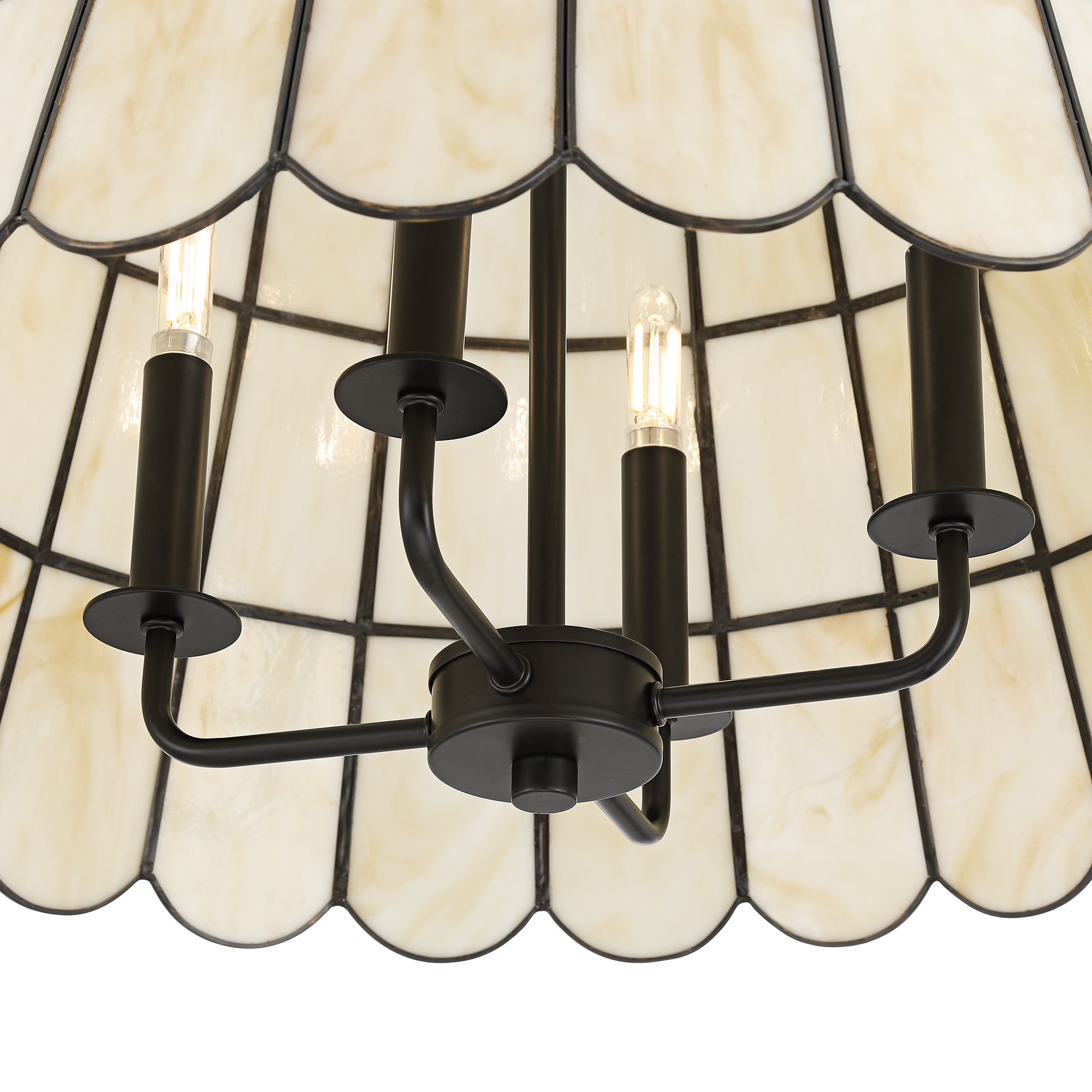 Image 5 Kapis 22 1/2" Wide Black Tiffany-Style Art Glass 4-Light Chandelier more views