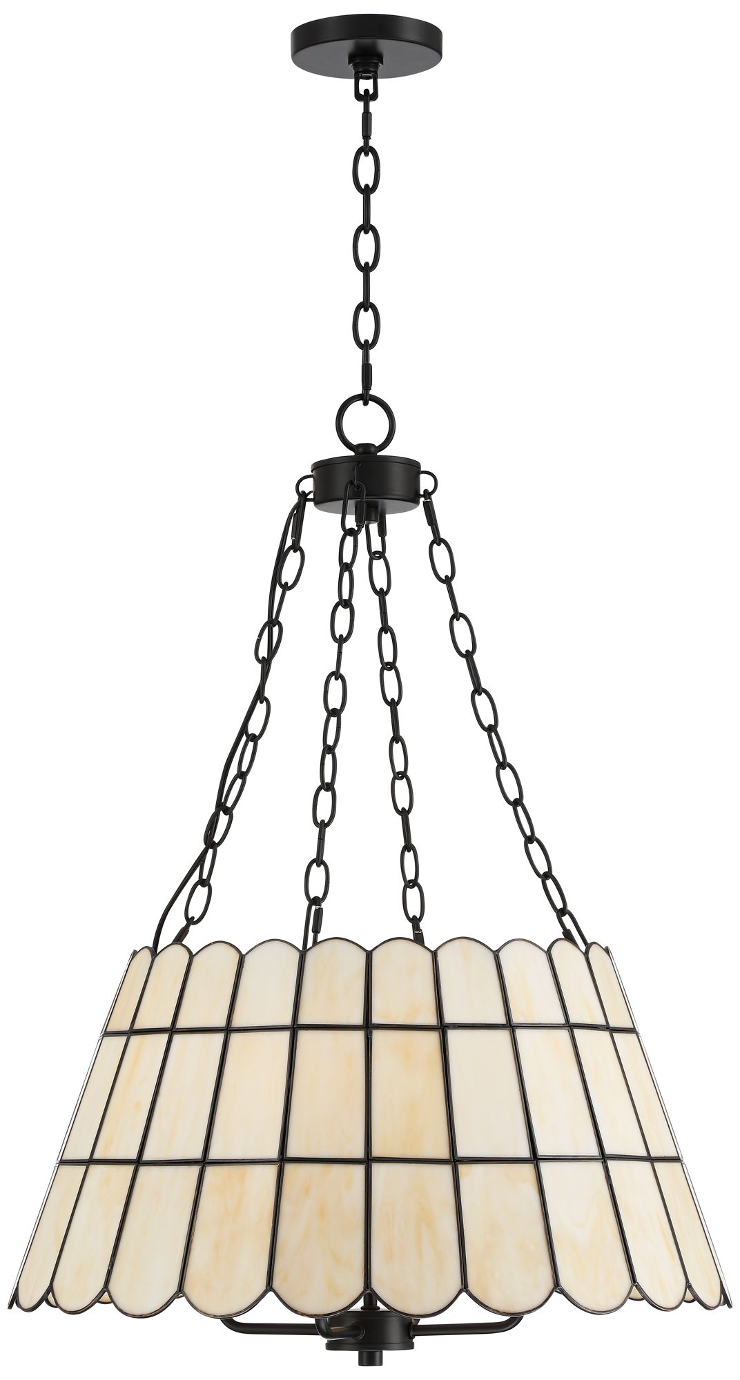 Kapis 22 1/2" Wide Black Tiffany-Style Art Glass 4-Light Chandelier in scene