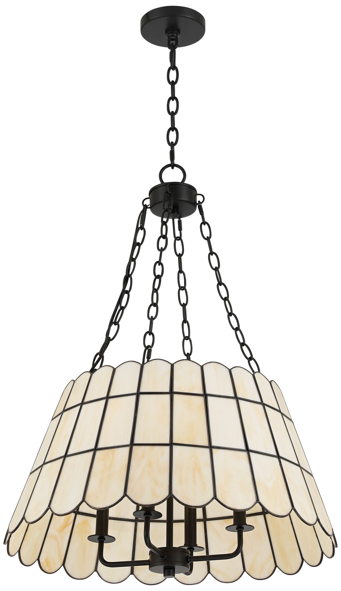 Kapis 22 1/2" Wide Black Tiffany-Style Art Glass 4-Light Chandelier in scene