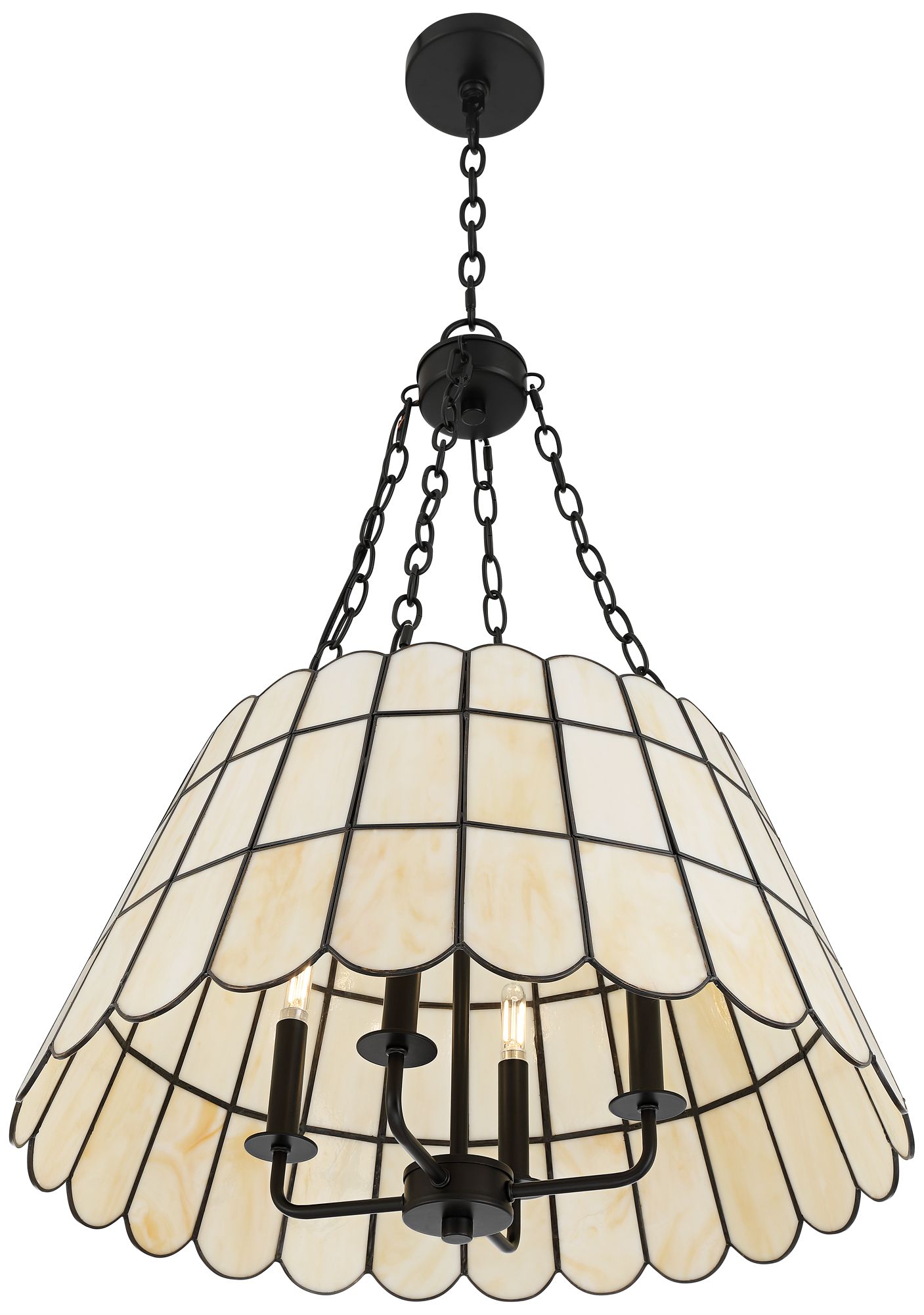 Kapis 22 1/2" Wide Black Tiffany-Style Art Glass 4-Light Chandelier in scene
