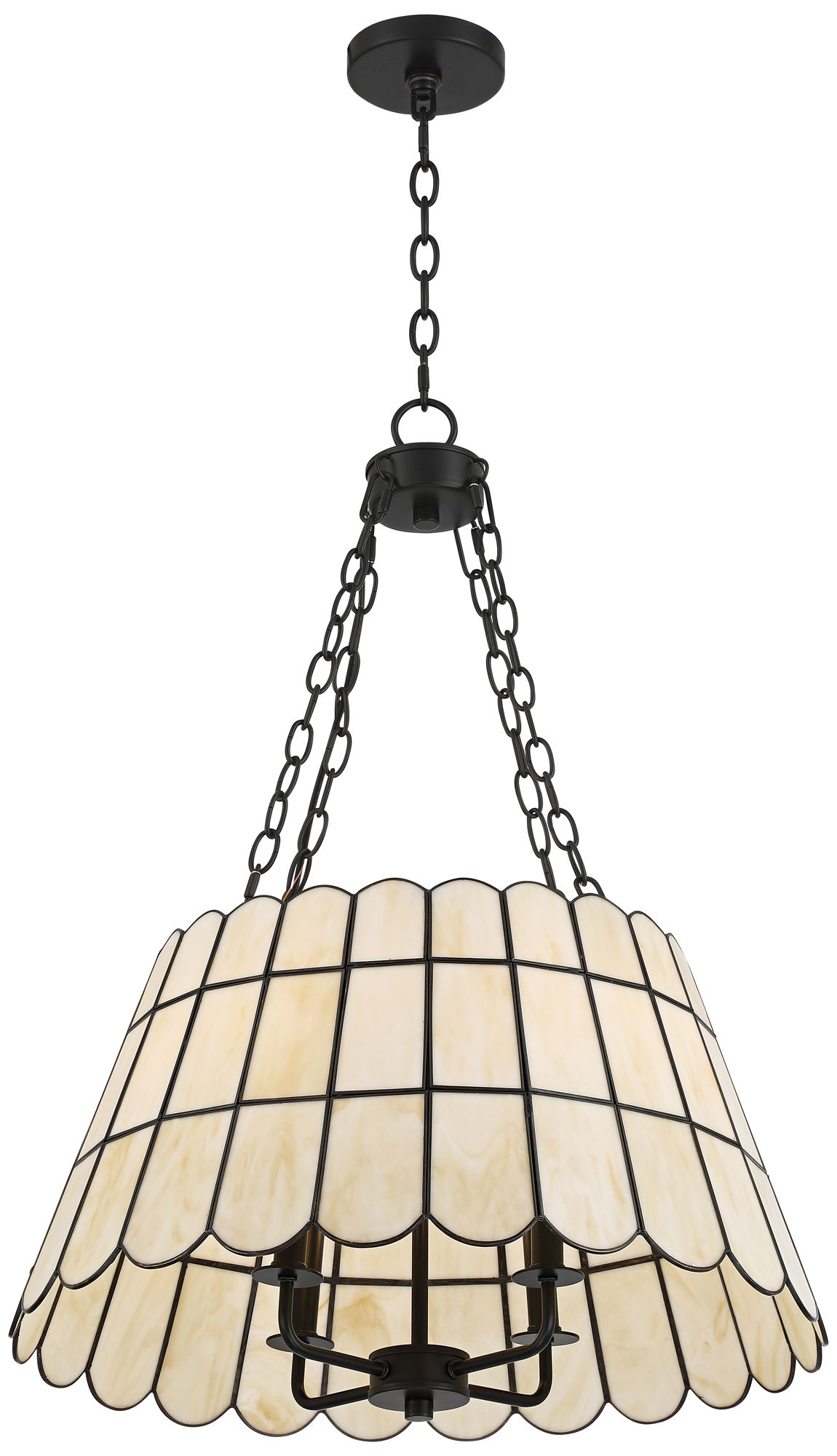 Kapis 22 1/2" Wide Black Tiffany-Style Art Glass 4-Light Chandelier in scene